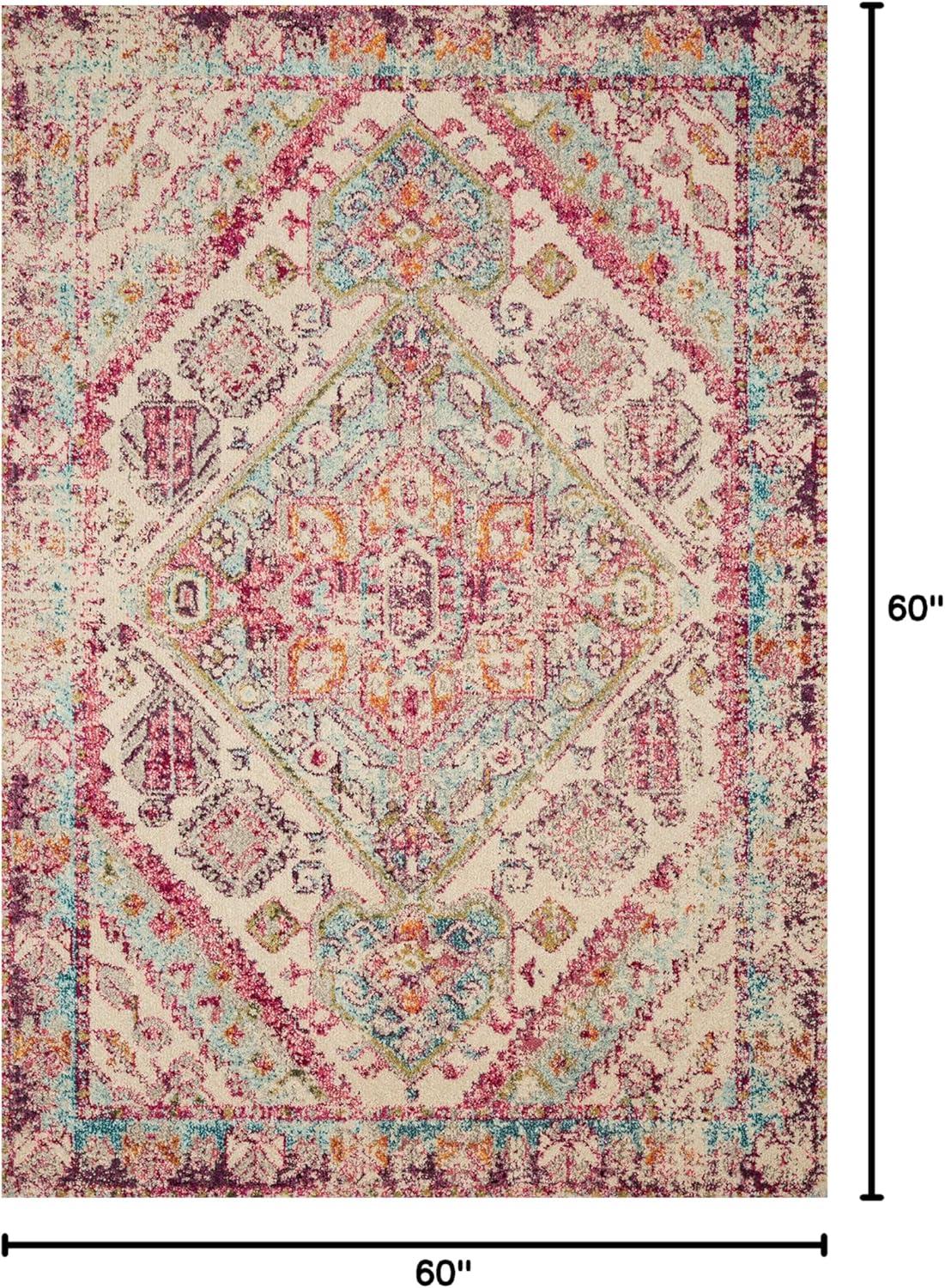 image:imageLoloi Nadia Collection NN02 IvoryPink 100 x 140 Area RugAqua Pink