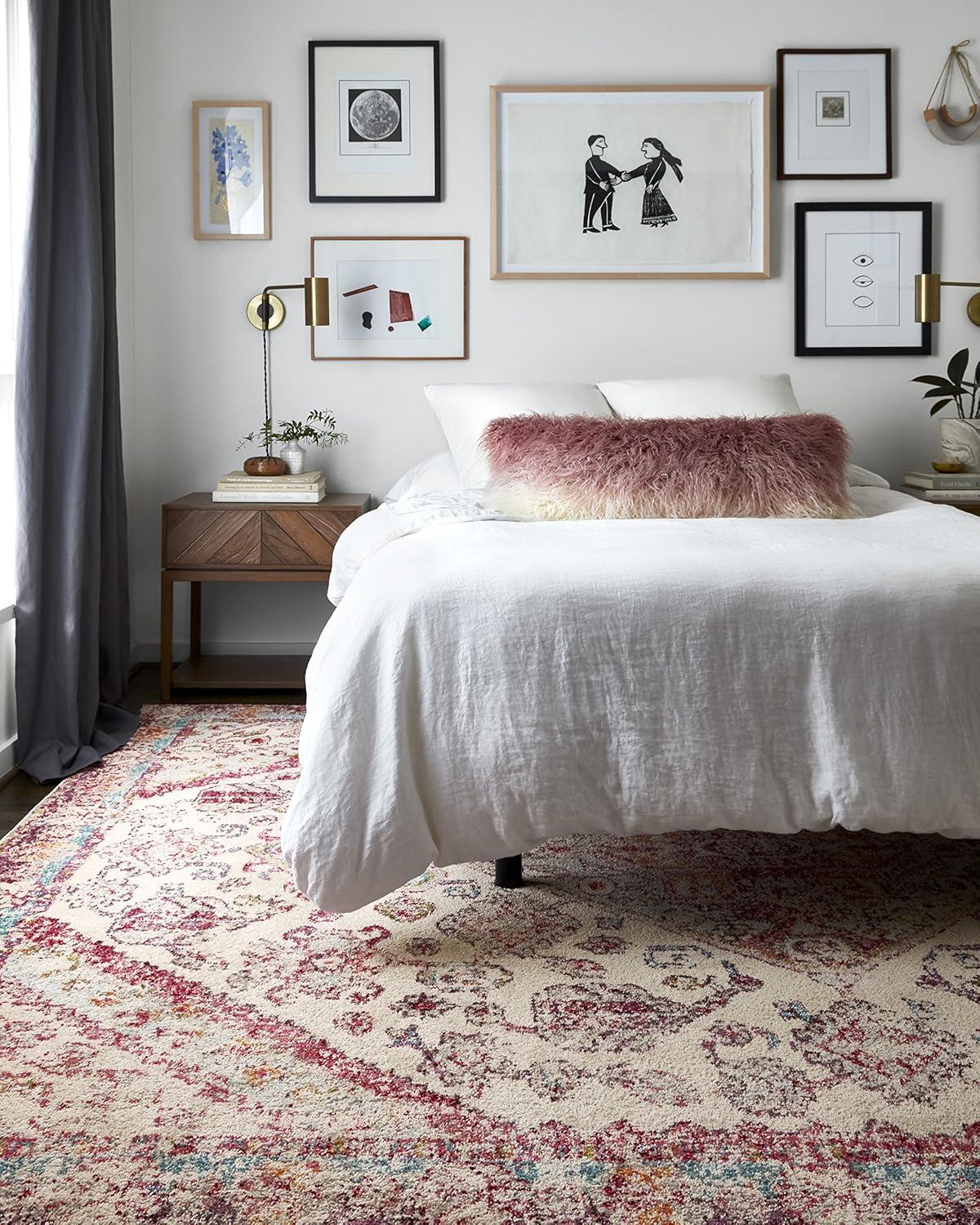 image:imageLoloi Nadia Collection NN02 IvoryPink 100 x 140 Area RugAqua Pink