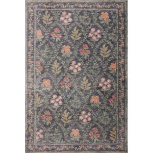 Loloi Rifle Paper Co Fiore Slate/Sage 2′-7″ x 4′ Accent Rug(Charcoal)