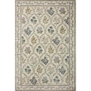 Loloi Rifle Paper Co Fiore Slate/Sage 2′-7″ x 4′ Accent Rug(Ivory)