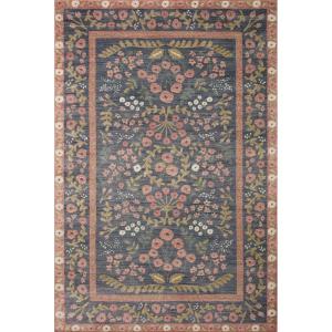 Loloi Rifle Paper Co Fiore Slate/Sage 2′-7″ x 4′ Accent Rug(Navy / Rust)