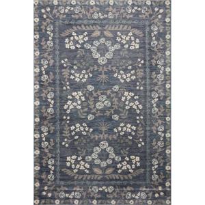 Loloi Rifle Paper Co Fiore Slate/Sage 2′-7″ x 4′ Accent Rug(Navy Grey)