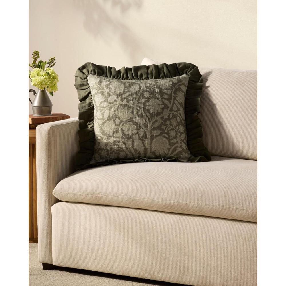 image:imageLoloi Chris Loves Julia Kathleen Collection PCJ0026 Wine 18 x 18 Cover wDown PillowGreen