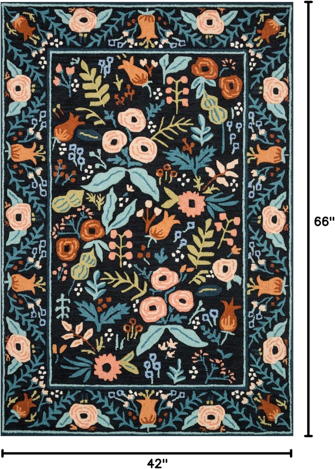 image:imageLoloi Rifle Paper Co Les Fleurs BlushMulti 50 x 76 Area RugBlack