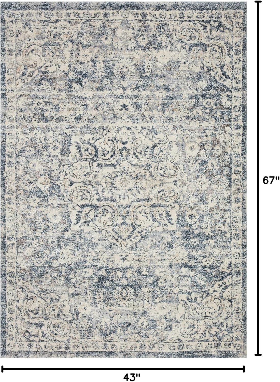image:imageLoloi Theory 53 x 78 Area Rug in IvoryBlue Neutral Area Rug for Any Room HighTraffic Rug Easy Clean Soft Rug for Living Room Bedroom Dining Area Home OfficeWhiteblue