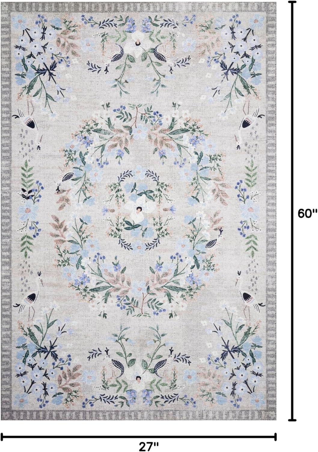 image:imageLoloi Rifle Paper Co Palais RoseSky 39 x 59 Accent RugStone Grey