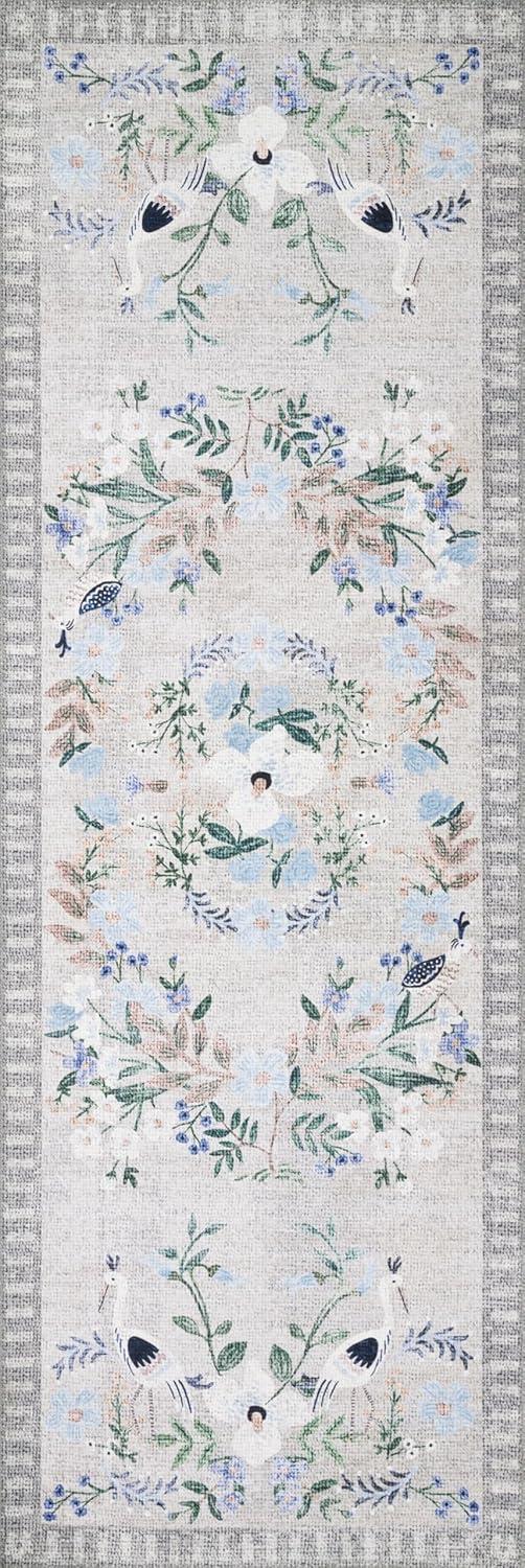 image:imageLoloi Rifle Paper Co Palais RoseSky 39 x 59 Accent RugStone Grey