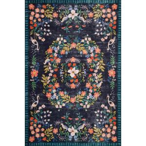 Loloi Rifle Paper Co Palais Rose/Sky 3′-9″ x 5′-9″ Accent Rug(Black / Multi)