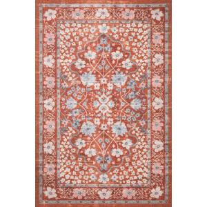 Loloi Rifle Paper Co Palais Rose/Sky 3′-9″ x 5′-9″ Accent Rug(Crimson)