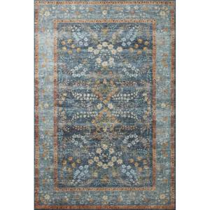 Loloi Rifle Paper Co Palais Rose/Sky 3′-9″ x 5′-9″ Accent Rug(Dark Blue)