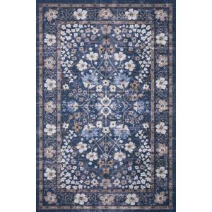 Loloi Rifle Paper Co Palais Rose/Sky 3′-9″ x 5′-9″ Accent Rug(Navy)