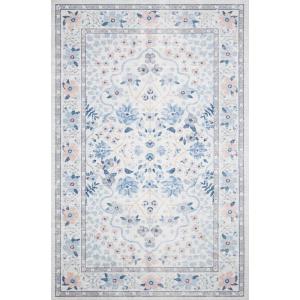 Loloi Rifle Paper Co Palais Rose/Sky 3′-9″ x 5′-9″ Accent Rug(Snow / Sky)