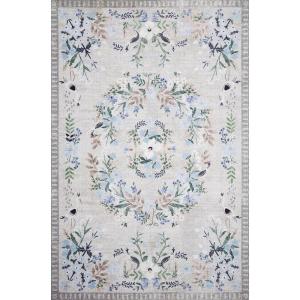 Loloi Rifle Paper Co Palais Rose/Sky 3′-9″ x 5′-9″ Accent Rug(Stone / Grey)