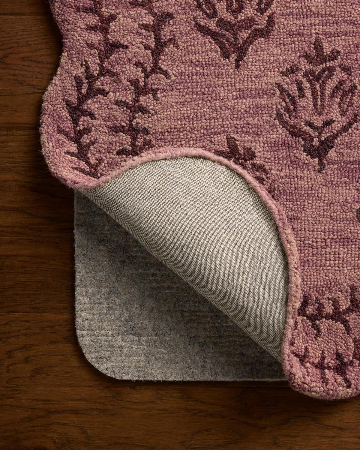 image:imageLoloi Rifle Paper Co Lisette Collection LST01 WheatIvory 18 x 18 Sample Rug Wool Natural Scallop Wavy Floral Textured Living Room Bedroom Dining CarpetPlum Dark Plum