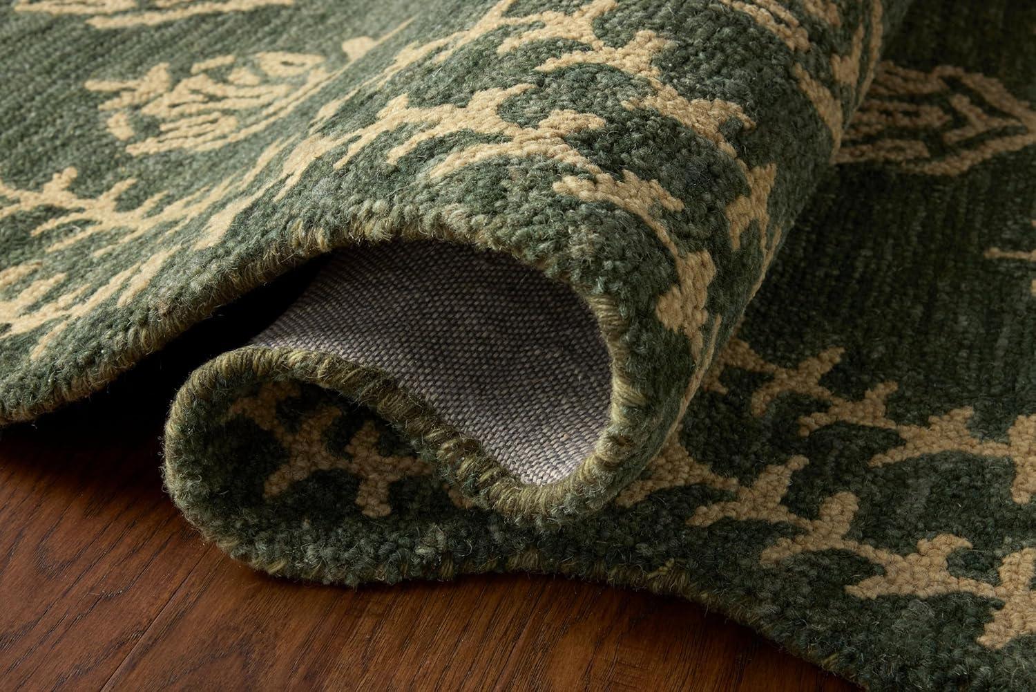 image:imageLoloi Rifle Paper Co Lisette Collection LST01 WheatIvory 18 x 18 Sample Rug Wool Natural Scallop Wavy Floral Textured Living Room Bedroom Dining CarpetForest Oatmeal