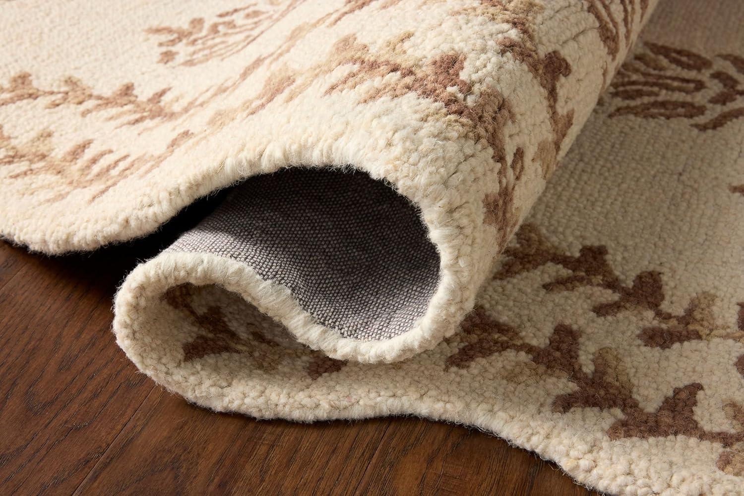 image:imageLoloi Rifle Paper Co Lisette Collection LST01 WheatIvory 18 x 18 Sample Rug Wool Natural Scallop Wavy Floral Textured Living Room Bedroom Dining CarpetIvory Natural