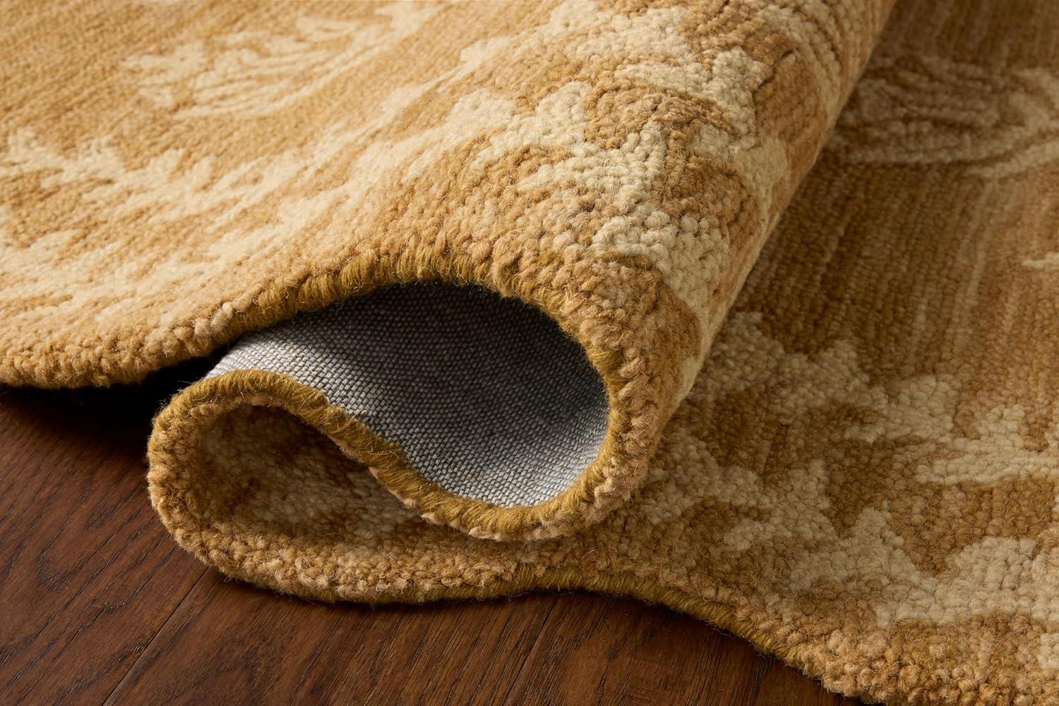 image:imageLoloi Rifle Paper Co Lisette Collection LST01 WheatIvory 18 x 18 Sample Rug Wool Natural Scallop Wavy Floral Textured Living Room Bedroom Dining CarpetWheat Ivory
