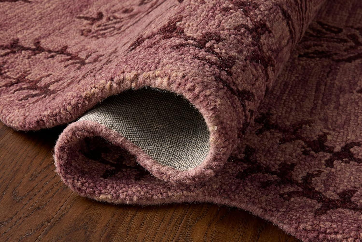image:imageLoloi Rifle Paper Co Lisette Collection LST01 WheatIvory 18 x 18 Sample Rug Wool Natural Scallop Wavy Floral Textured Living Room Bedroom Dining CarpetPlum Dark Plum