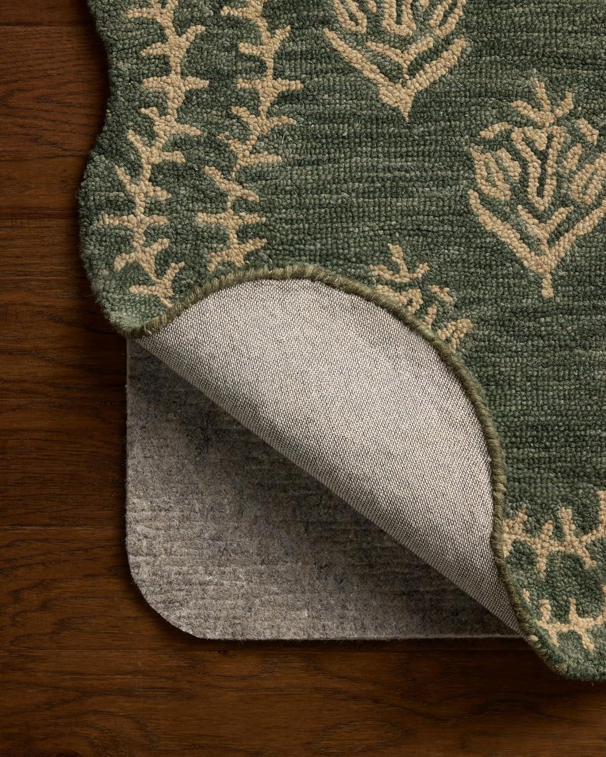 image:imageLoloi Rifle Paper Co Lisette Collection LST01 WheatIvory 18 x 18 Sample Rug Wool Natural Scallop Wavy Floral Textured Living Room Bedroom Dining CarpetForest Oatmeal