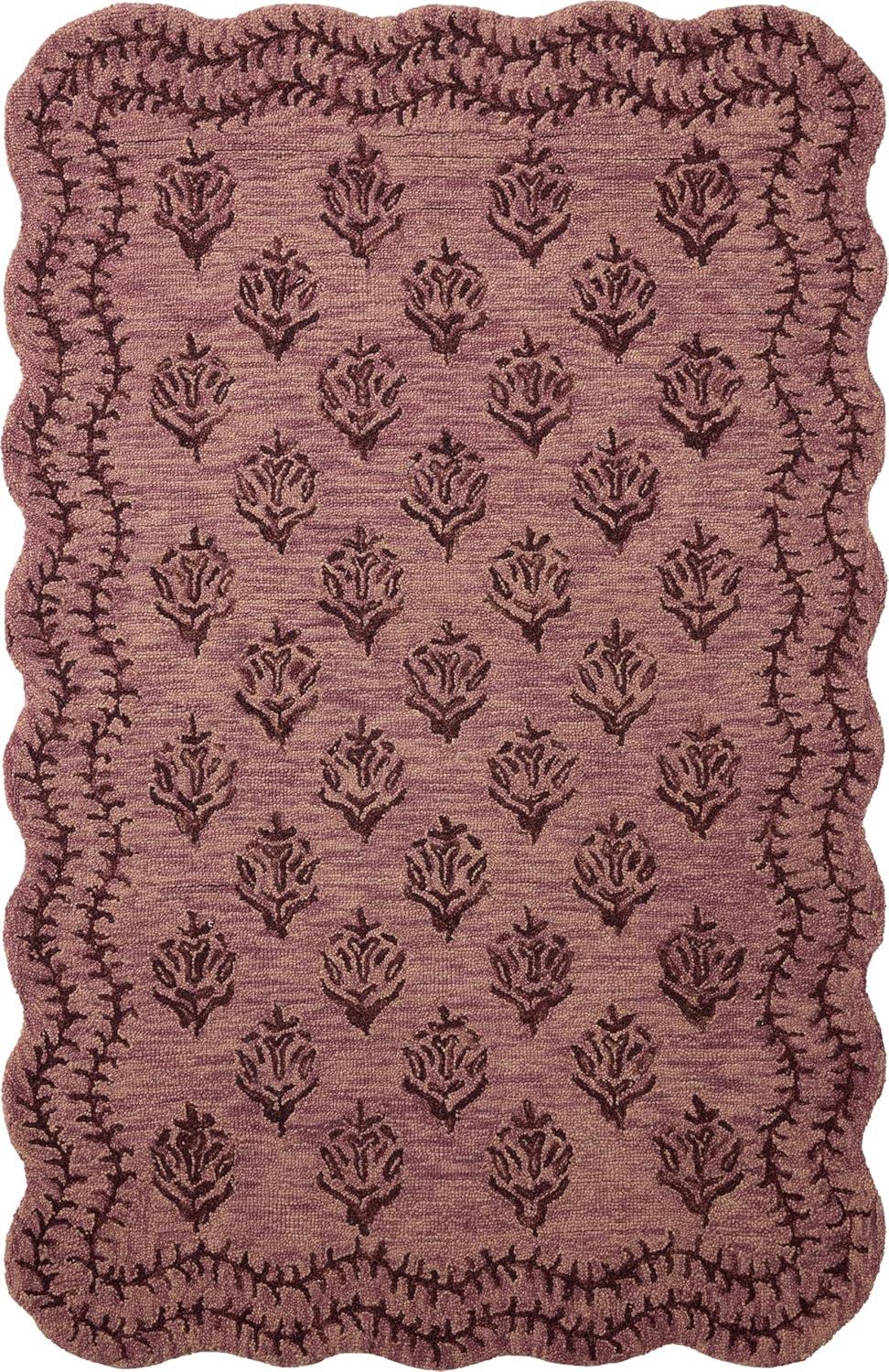 image:imageLoloi Rifle Paper Co Lisette Collection LST01 WheatIvory 18 x 18 Sample Rug Wool Natural Scallop Wavy Floral Textured Living Room Bedroom Dining CarpetPlum Dark Plum