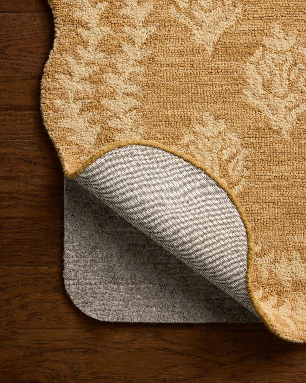 image:imageLoloi Rifle Paper Co Lisette Collection LST01 WheatIvory 18 x 18 Sample Rug Wool Natural Scallop Wavy Floral Textured Living Room Bedroom Dining CarpetWheat Ivory