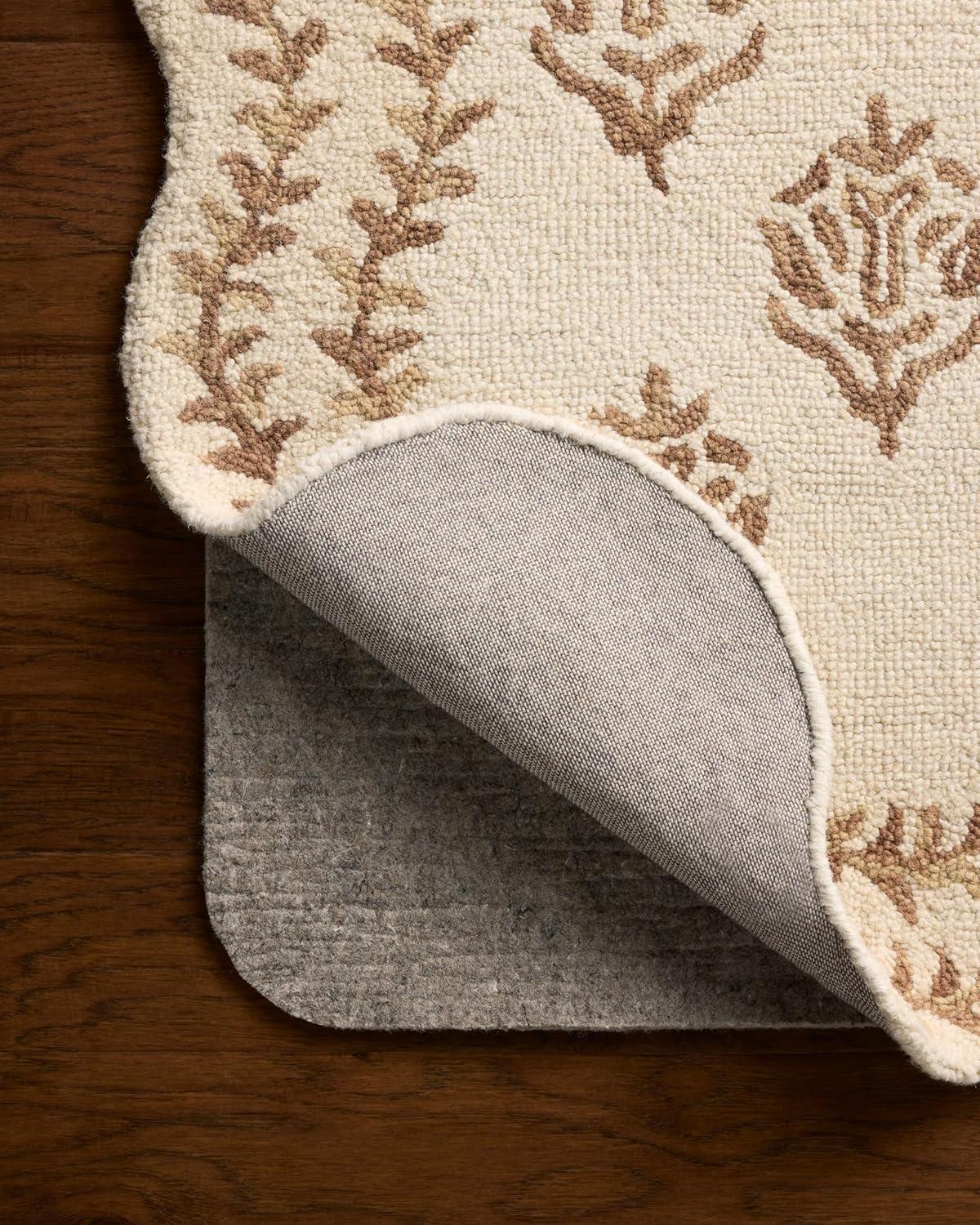 image:imageLoloi Rifle Paper Co Lisette Collection LST01 WheatIvory 18 x 18 Sample Rug Wool Natural Scallop Wavy Floral Textured Living Room Bedroom Dining CarpetIvory Natural