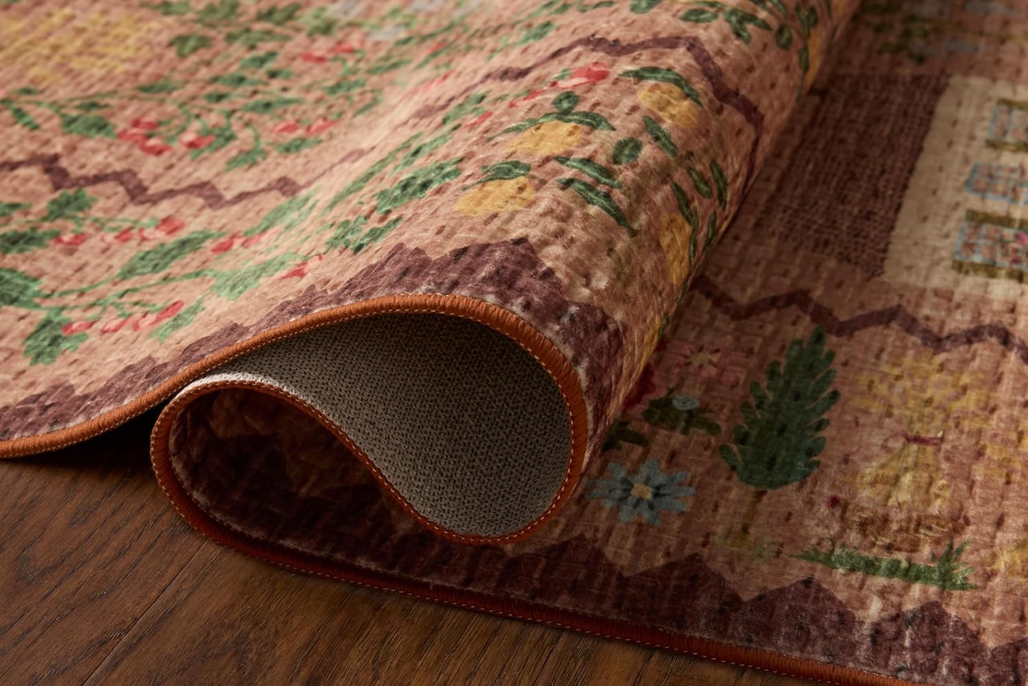 image:imageLoloi Rifle Paper Co Orchard Collection ORH05 NaturalMulti 26 x 116 Runner Rug Machine Washable Floral Vintage Inspired FarmhousePrintedLow PileSoftLiving RoomBedroomDiningCarpetMauve Multi