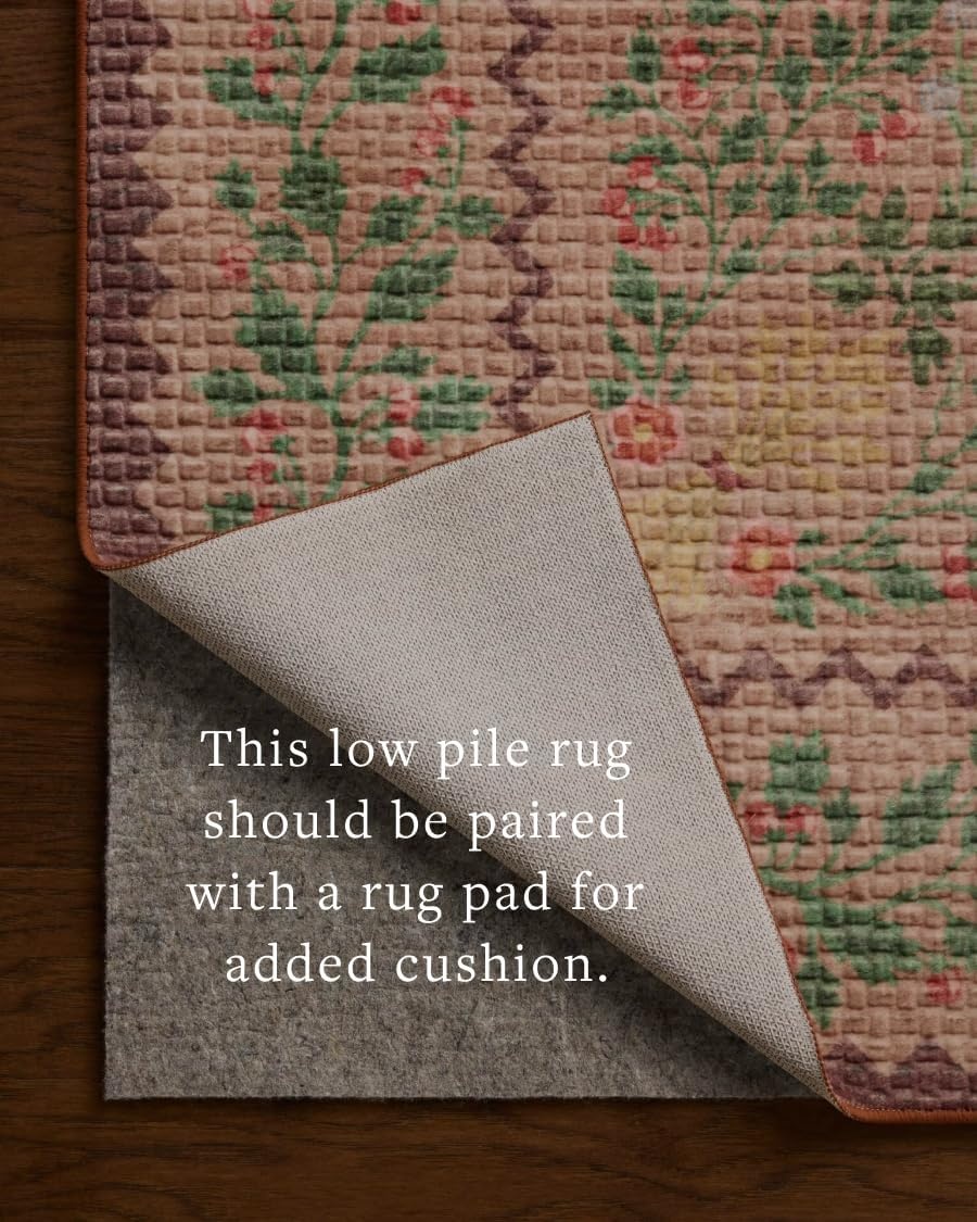 image:imageLoloi Rifle Paper Co Orchard Collection ORH05 NaturalMulti 26 x 116 Runner Rug Machine Washable Floral Vintage Inspired FarmhousePrintedLow PileSoftLiving RoomBedroomDiningCarpetMauve Multi