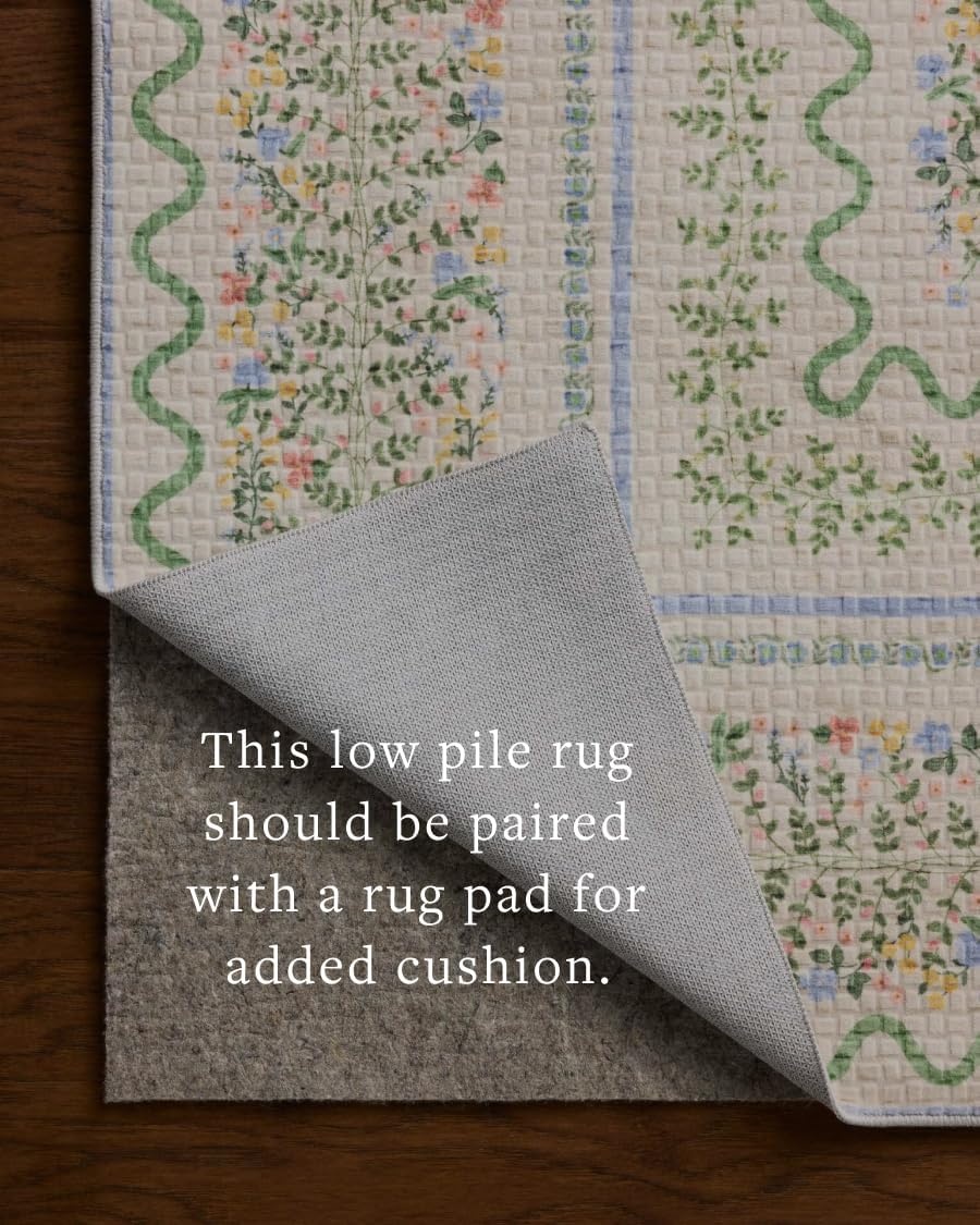image:imageLoloi Rifle Paper Co Orchard Collection ORH05 NaturalMulti 26 x 116 Runner Rug Machine Washable Floral Vintage Inspired FarmhousePrintedLow PileSoftLiving RoomBedroomDiningCarpetIvory Multi