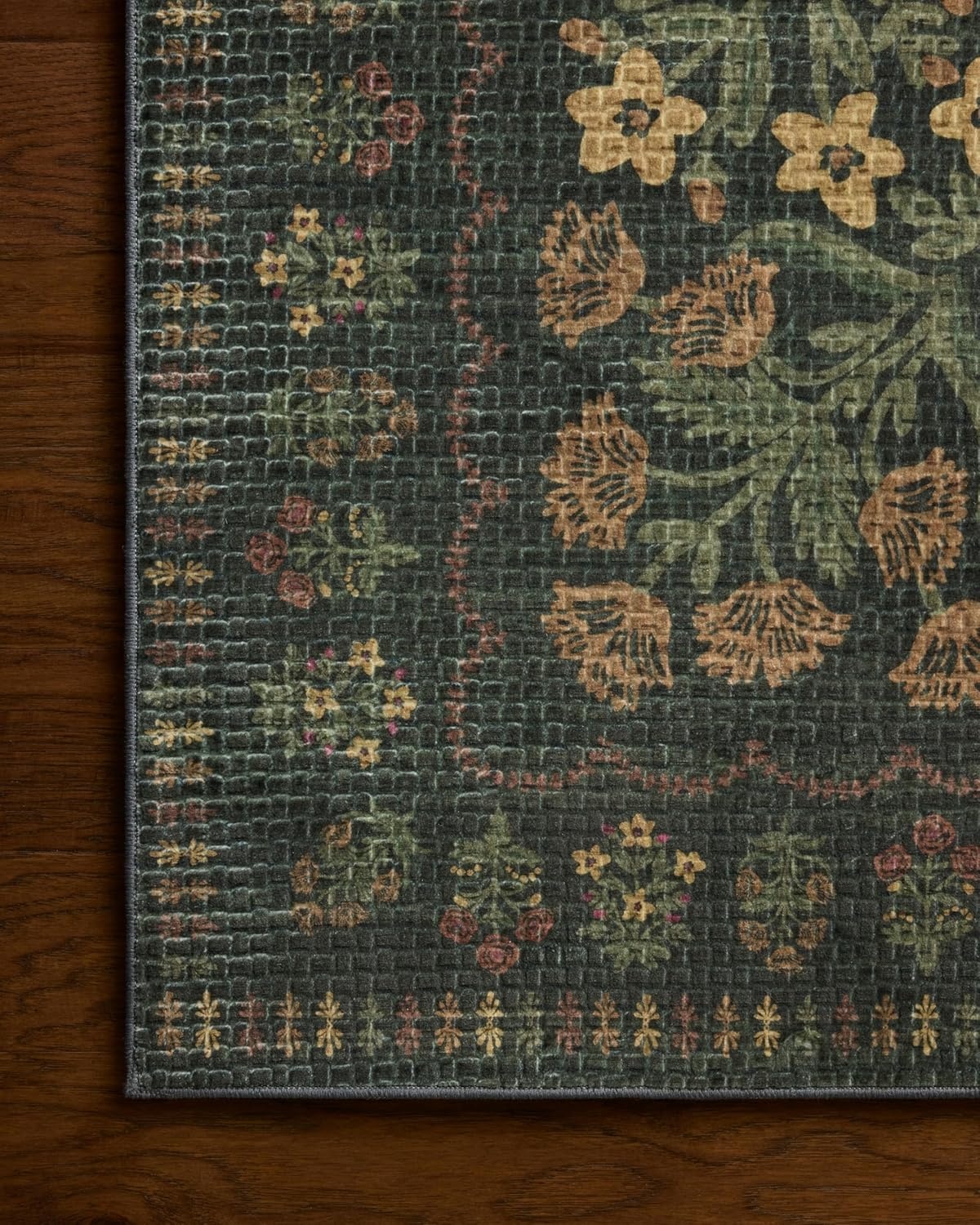 image:imageLoloi Rifle Paper Co Orchard Collection ORH05 NaturalMulti 26 x 116 Runner Rug Machine Washable Floral Vintage Inspired FarmhousePrintedLow PileSoftLiving RoomBedroomDiningCarpetForest Multi