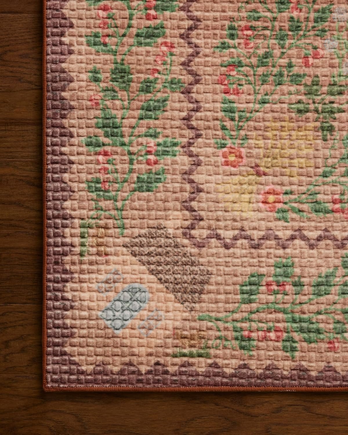 image:imageLoloi Rifle Paper Co Orchard Collection ORH05 NaturalMulti 26 x 116 Runner Rug Machine Washable Floral Vintage Inspired FarmhousePrintedLow PileSoftLiving RoomBedroomDiningCarpetMauve Multi