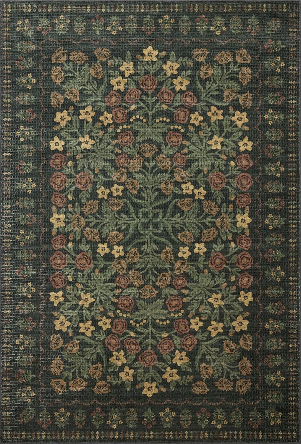 image:imageLoloi Rifle Paper Co Orchard Collection ORH05 NaturalMulti 26 x 116 Runner Rug Machine Washable Floral Vintage Inspired FarmhousePrintedLow PileSoftLiving RoomBedroomDiningCarpetForest Multi