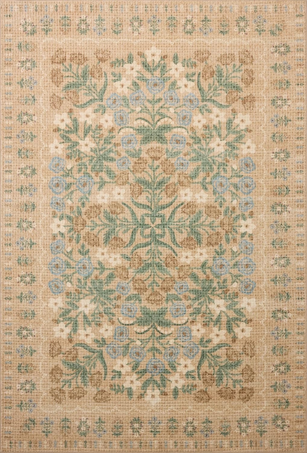 image:imageLoloi Rifle Paper Co Orchard Collection ORH05 NaturalMulti 26 x 116 Runner Rug Machine Washable Floral Vintage Inspired FarmhousePrintedLow PileSoftLiving RoomBedroomDiningCarpetSand Multi