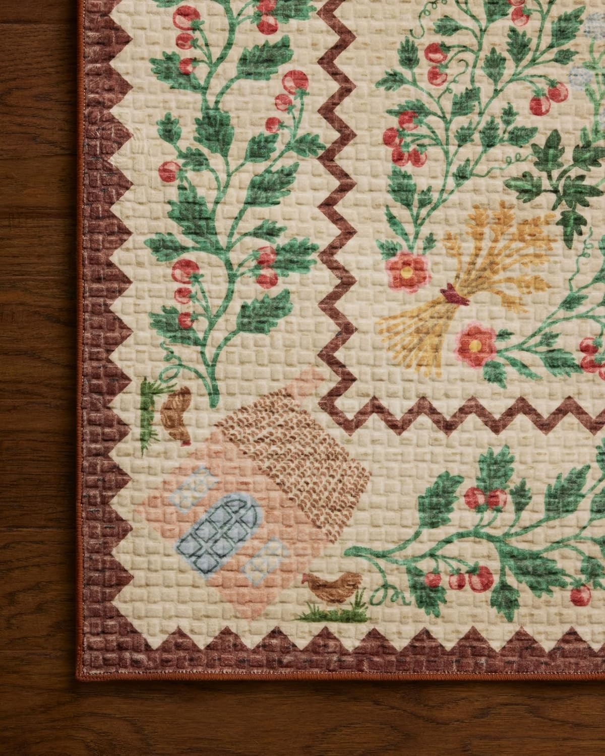 image:imageLoloi Rifle Paper Co Orchard Collection ORH05 NaturalMulti 26 x 116 Runner Rug Machine Washable Floral Vintage Inspired FarmhousePrintedLow PileSoftLiving RoomBedroomDiningCarpetAntique Ivory Multi