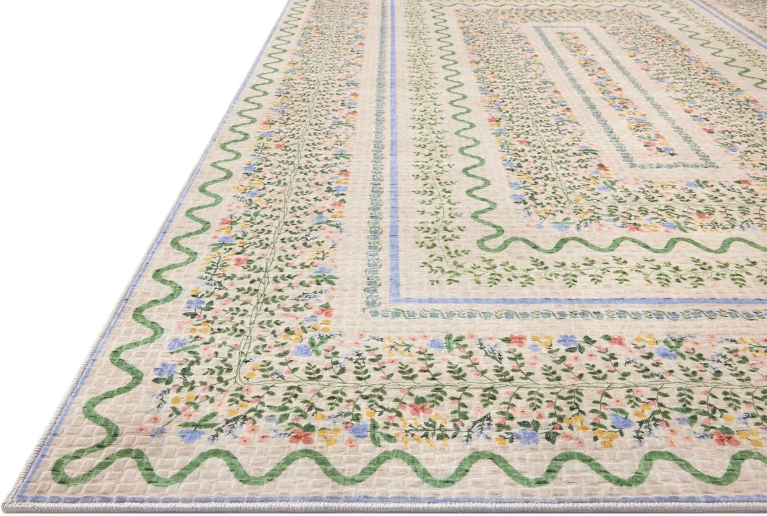 image:imageLoloi Rifle Paper Co Orchard Collection ORH05 NaturalMulti 26 x 116 Runner Rug Machine Washable Floral Vintage Inspired FarmhousePrintedLow PileSoftLiving RoomBedroomDiningCarpetIvory Multi