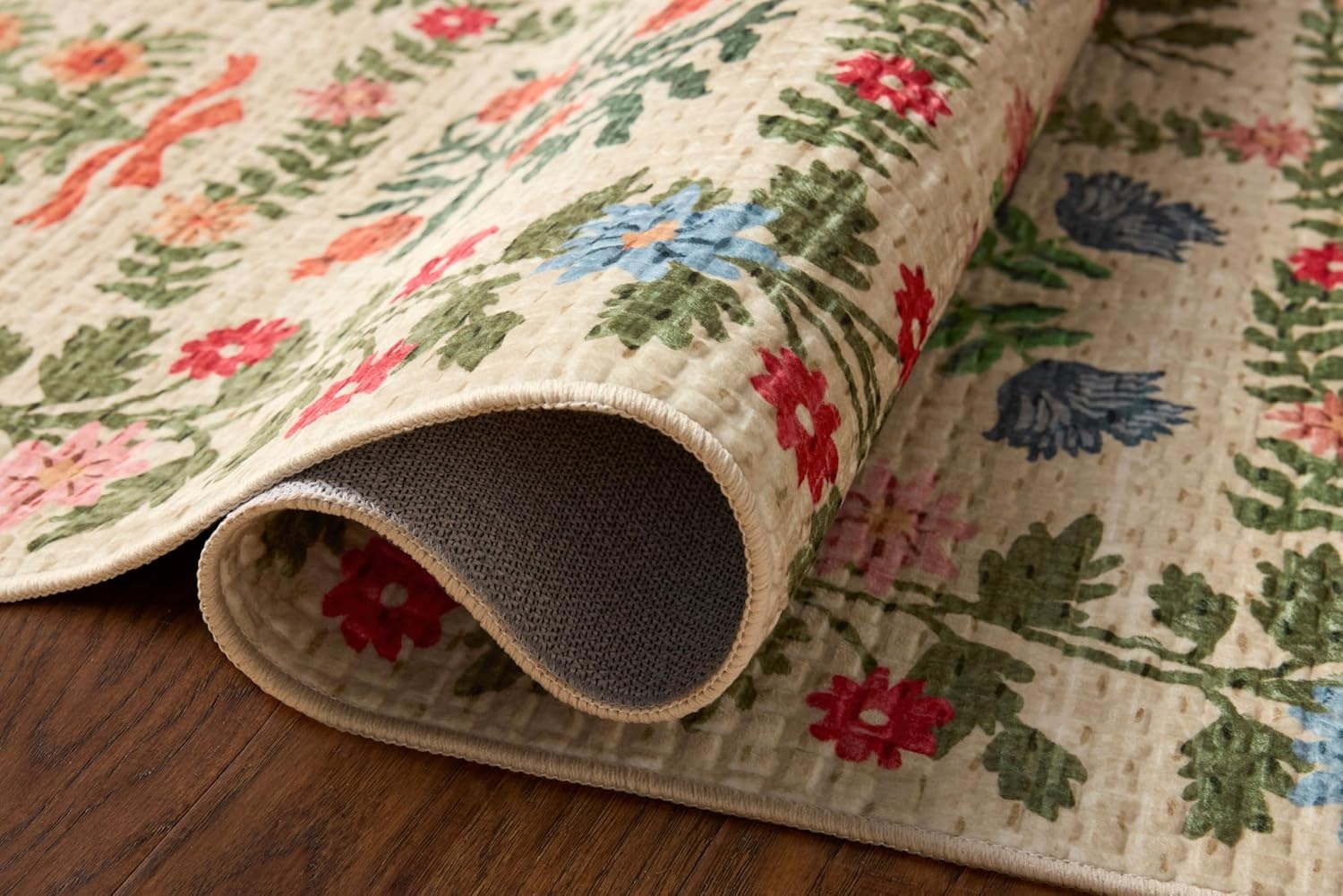 image:imageLoloi Rifle Paper Co Orchard Collection ORH05 NaturalMulti 26 x 116 Runner Rug Machine Washable Floral Vintage Inspired FarmhousePrintedLow PileSoftLiving RoomBedroomDiningCarpetBeige Multi