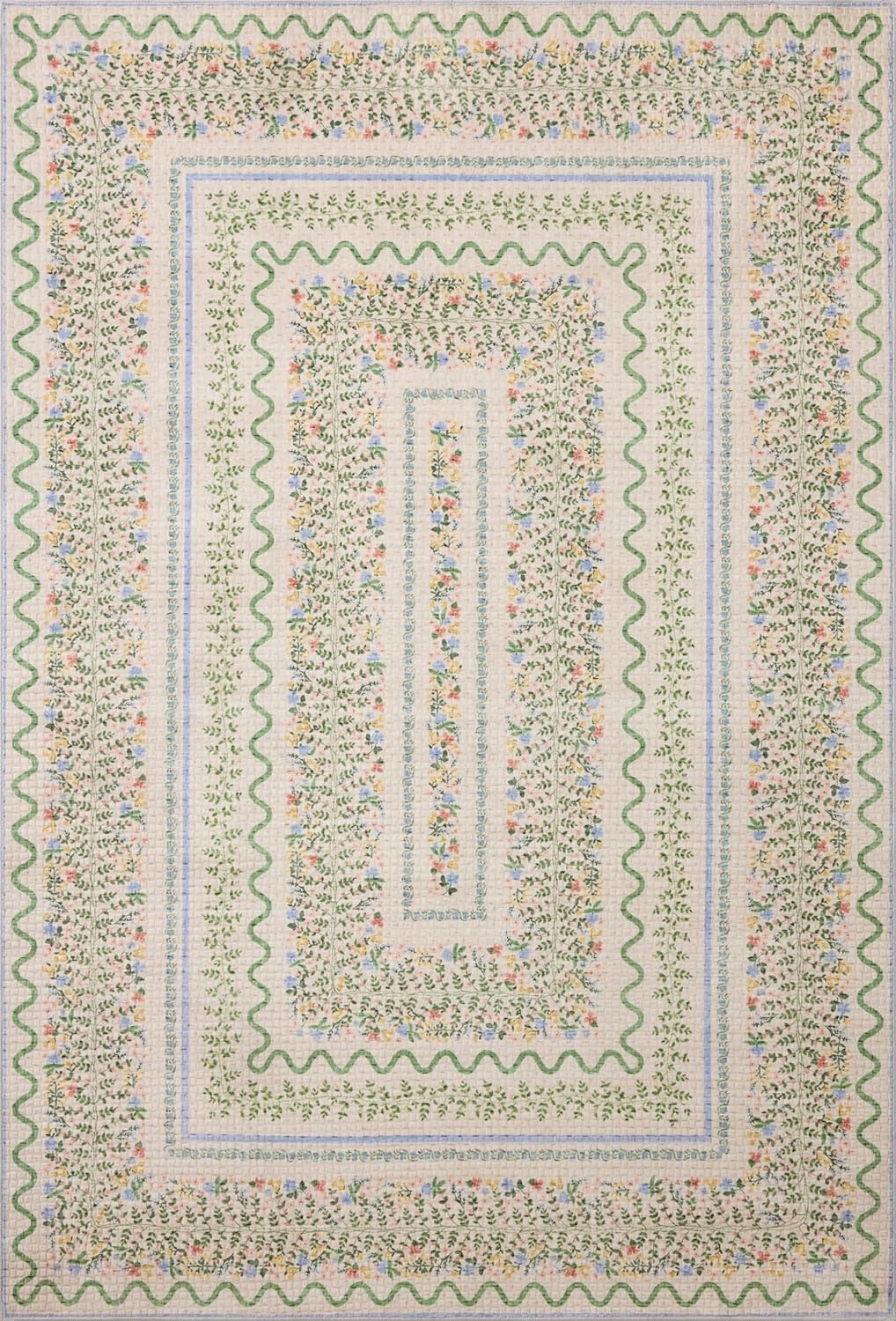 image:imageLoloi Rifle Paper Co Orchard Collection ORH05 NaturalMulti 26 x 116 Runner Rug Machine Washable Floral Vintage Inspired FarmhousePrintedLow PileSoftLiving RoomBedroomDiningCarpetIvory Multi