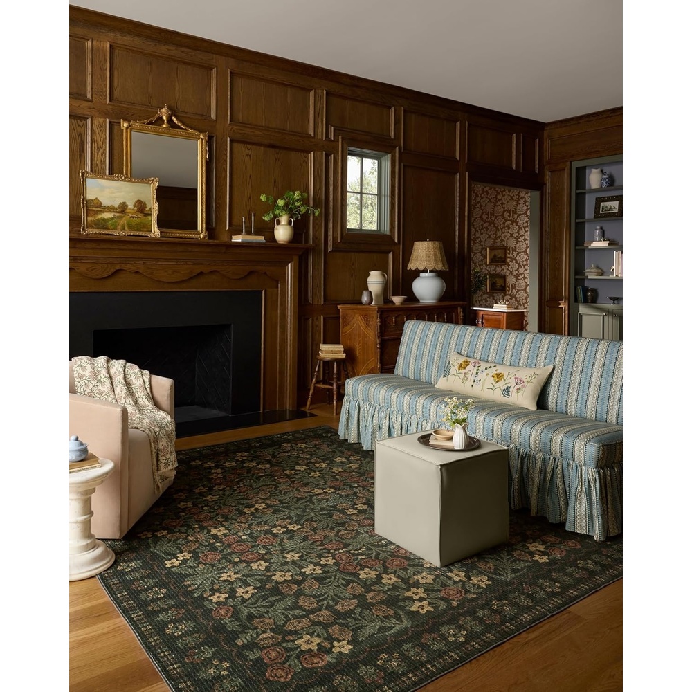 image:imageLoloi Rifle Paper Co Orchard Collection ORH05 NaturalMulti 26 x 116 Runner Rug Machine Washable Floral Vintage Inspired FarmhousePrintedLow PileSoftLiving RoomBedroomDiningCarpetForest Multi