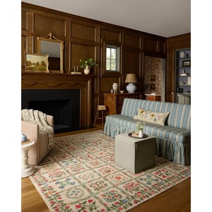 Loloi Rifle Paper Co. Orchard Collection ORH-05 Natural/Multi 2′-6″ x 11′-6″ Runner Rug Machine Washable, Floral, Vintage Inspired, Farmhouse,Printed,Low Pile,Soft,Living Room,Bedroom,Dining,Carpet(Beige / Multi)