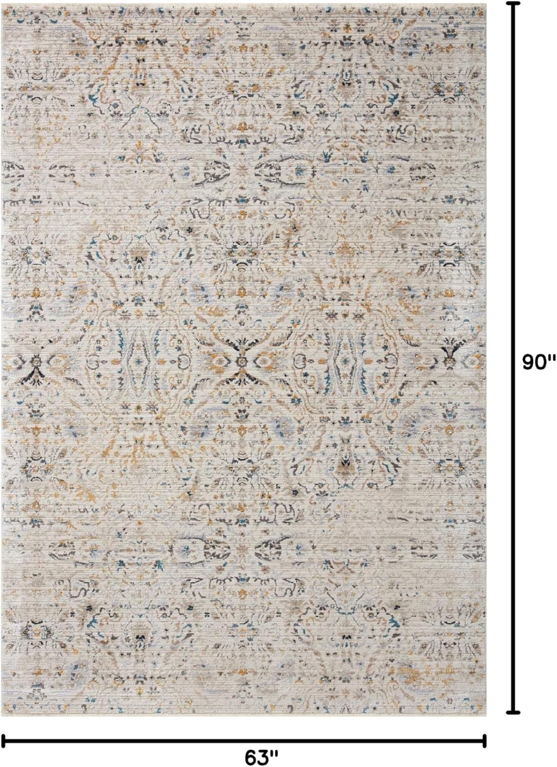 image:imageLoloi Leigh Collection LEI04 SilverMulti 53 x 76 Area RugIvory Multi