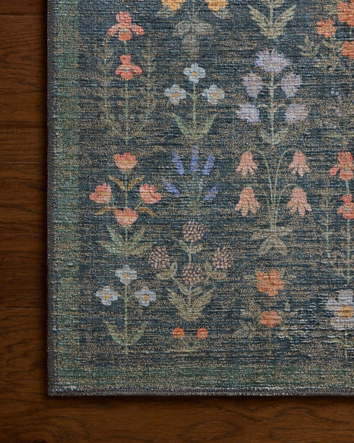 image:imageLoloi Rifle Paper Co Edinburgh Collection EDN03 NavyMulti 76 x 96 Area Rug Jute Natural Floral Vintage Inspired Low Pile Living Room Bedroom Dining Bedroom CarpetNavy Multi