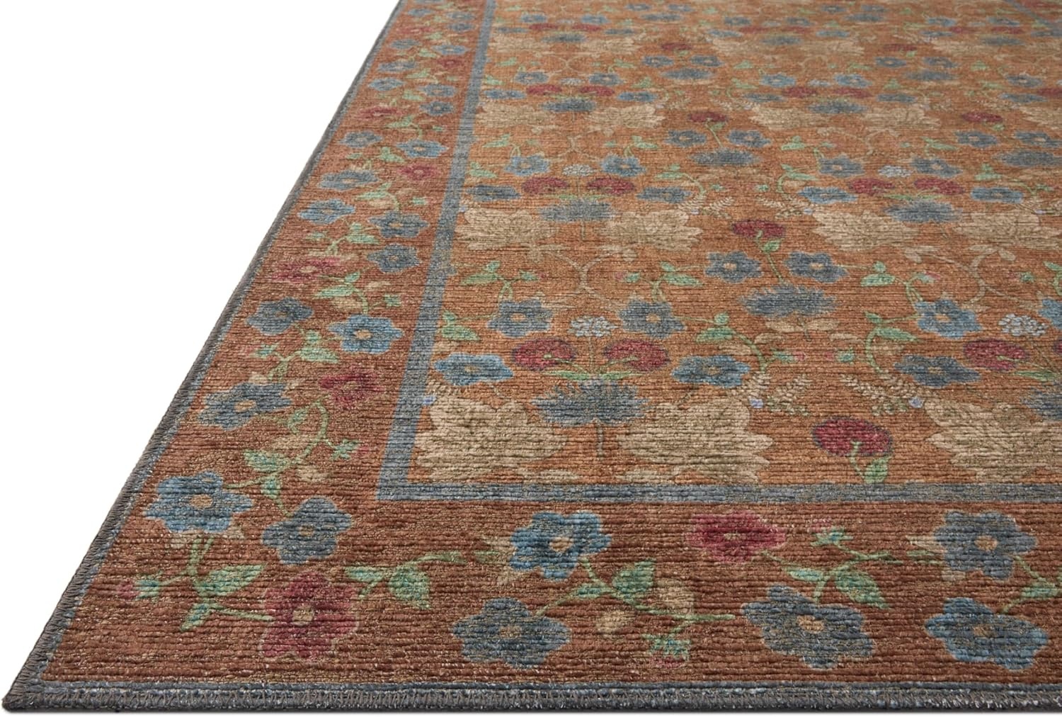 image:imageLoloi Rifle Paper Co Edinburgh Collection EDN03 NavyMulti 76 x 96 Area Rug Jute Natural Floral Vintage Inspired Low Pile Living Room Bedroom Dining Bedroom CarpetCinnamon Multi
