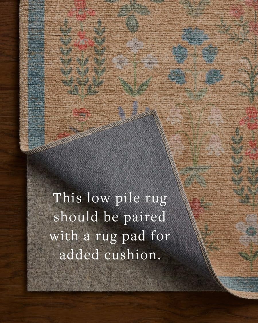 image:imageLoloi Rifle Paper Co Edinburgh Collection EDN03 NavyMulti 76 x 96 Area Rug Jute Natural Floral Vintage Inspired Low Pile Living Room Bedroom Dining Bedroom CarpetWheat Multi