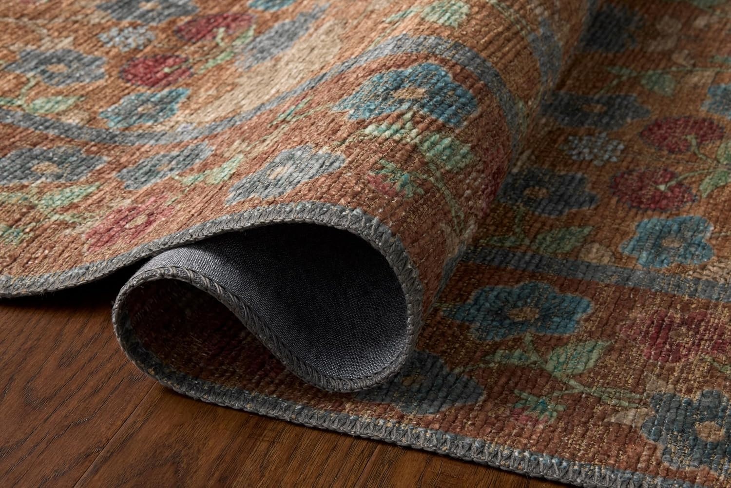 image:imageLoloi Rifle Paper Co Edinburgh Collection EDN03 NavyMulti 76 x 96 Area Rug Jute Natural Floral Vintage Inspired Low Pile Living Room Bedroom Dining Bedroom CarpetCinnamon Multi