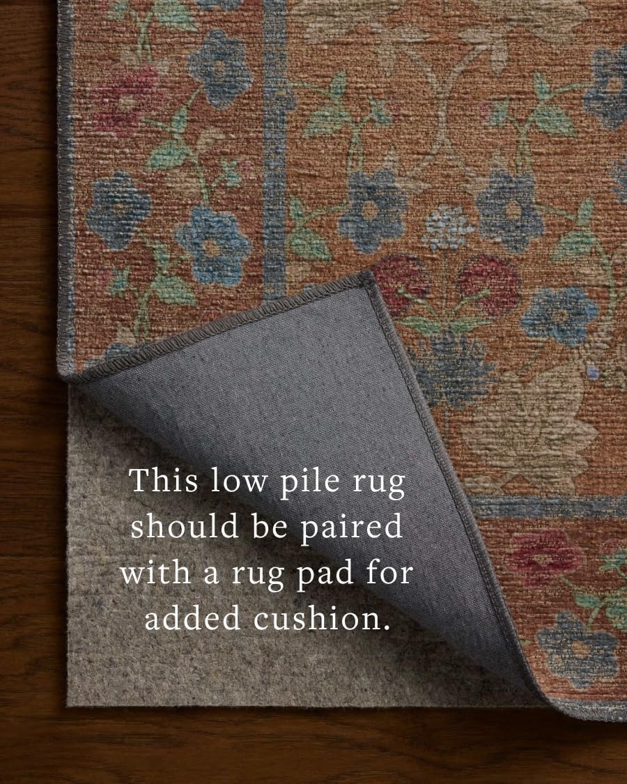 image:imageLoloi Rifle Paper Co Edinburgh Collection EDN03 NavyMulti 76 x 96 Area Rug Jute Natural Floral Vintage Inspired Low Pile Living Room Bedroom Dining Bedroom CarpetCinnamon Multi