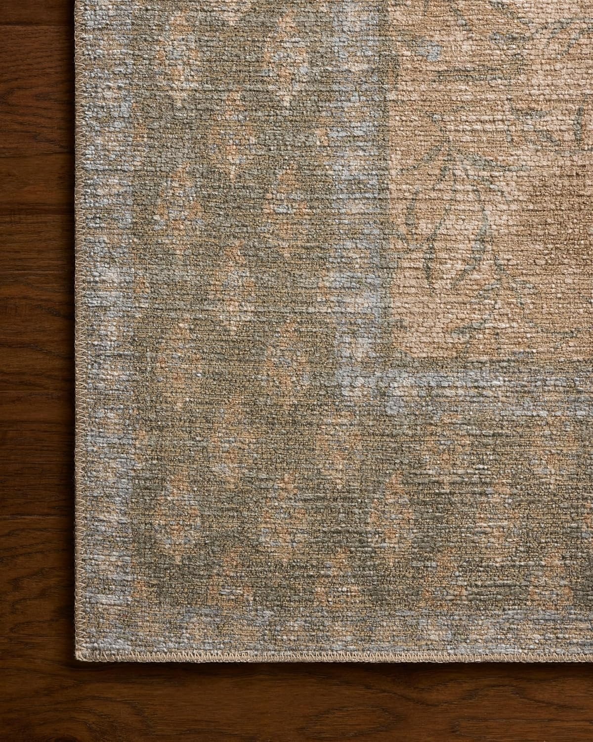image:imageLoloi Rifle Paper Co Edinburgh Collection EDN03 NavyMulti 76 x 96 Area Rug Jute Natural Floral Vintage Inspired Low Pile Living Room Bedroom Dining Bedroom CarpetSand Green