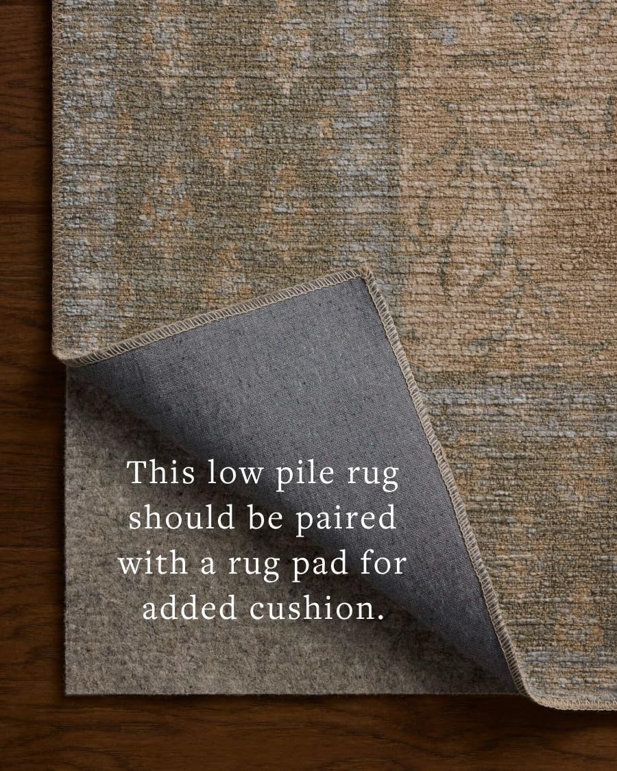 image:imageLoloi Rifle Paper Co Edinburgh Collection EDN03 NavyMulti 76 x 96 Area Rug Jute Natural Floral Vintage Inspired Low Pile Living Room Bedroom Dining Bedroom CarpetSand Green