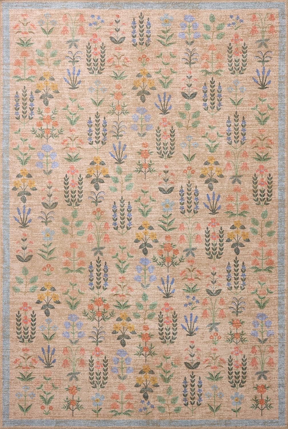 image:imageLoloi Rifle Paper Co Edinburgh Collection EDN03 NavyMulti 76 x 96 Area Rug Jute Natural Floral Vintage Inspired Low Pile Living Room Bedroom Dining Bedroom CarpetCream Multi