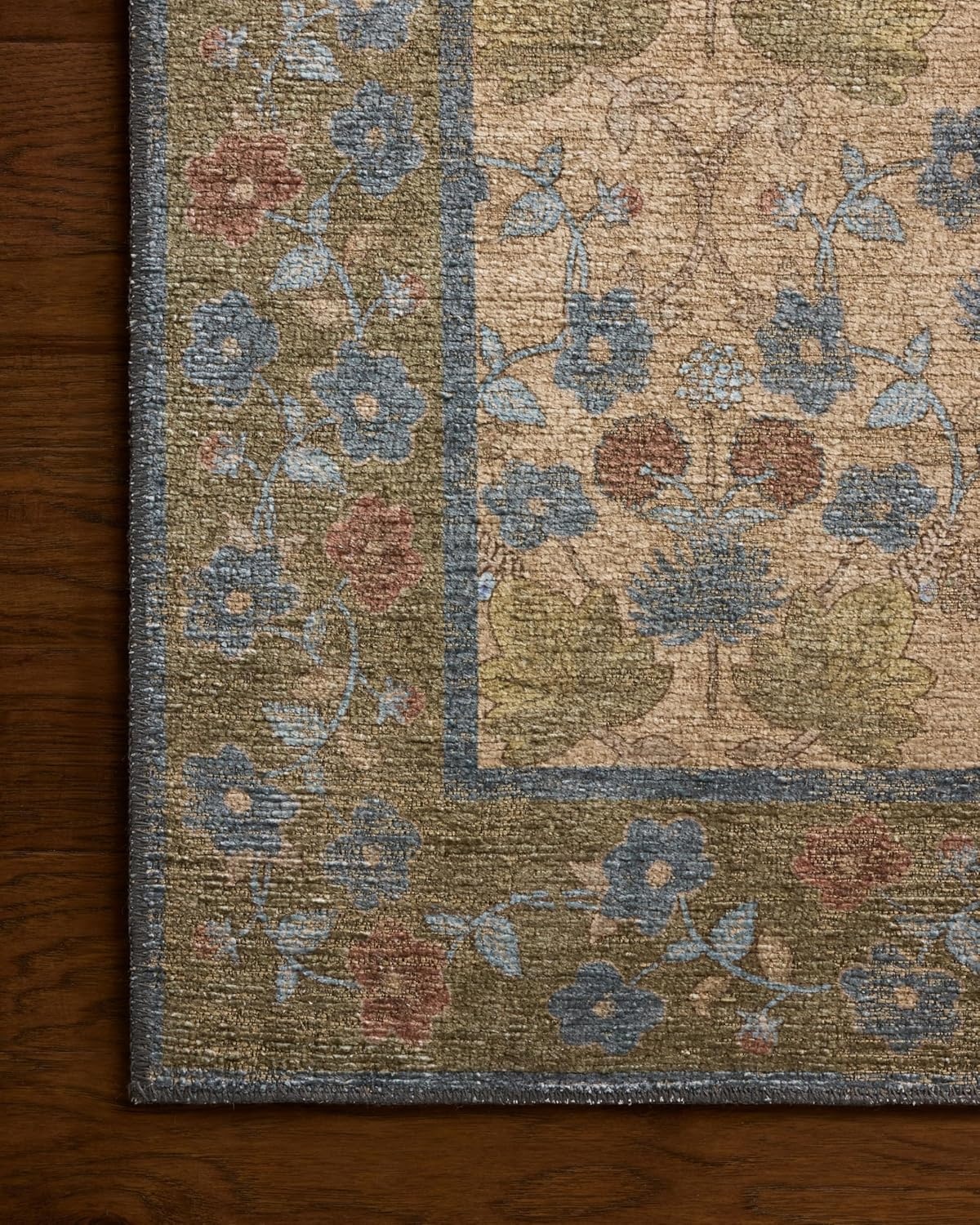 image:imageLoloi Rifle Paper Co Edinburgh Collection EDN03 NavyMulti 76 x 96 Area Rug Jute Natural Floral Vintage Inspired Low Pile Living Room Bedroom Dining Bedroom CarpetTan Olive