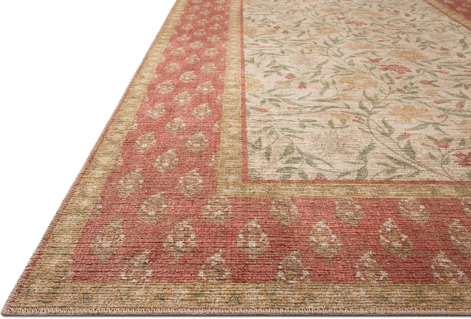 image:imageLoloi Rifle Paper Co Edinburgh Collection EDN03 NavyMulti 76 x 96 Area Rug Jute Natural Floral Vintage Inspired Low Pile Living Room Bedroom Dining Bedroom CarpetIvory Spice